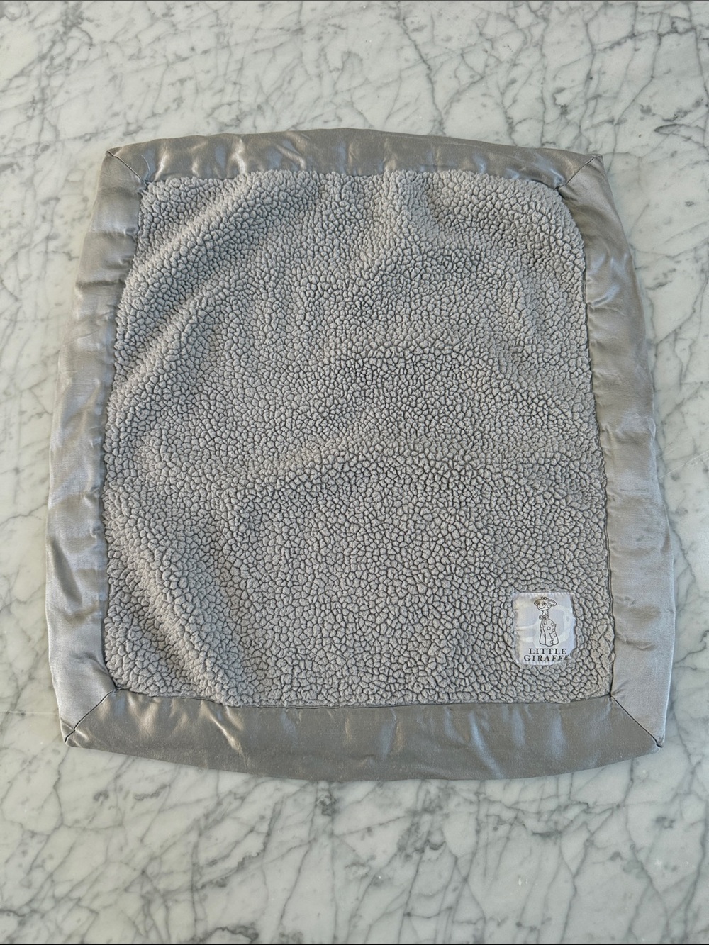 Baby toddler Little Giraffe gray lovey tag blanket square